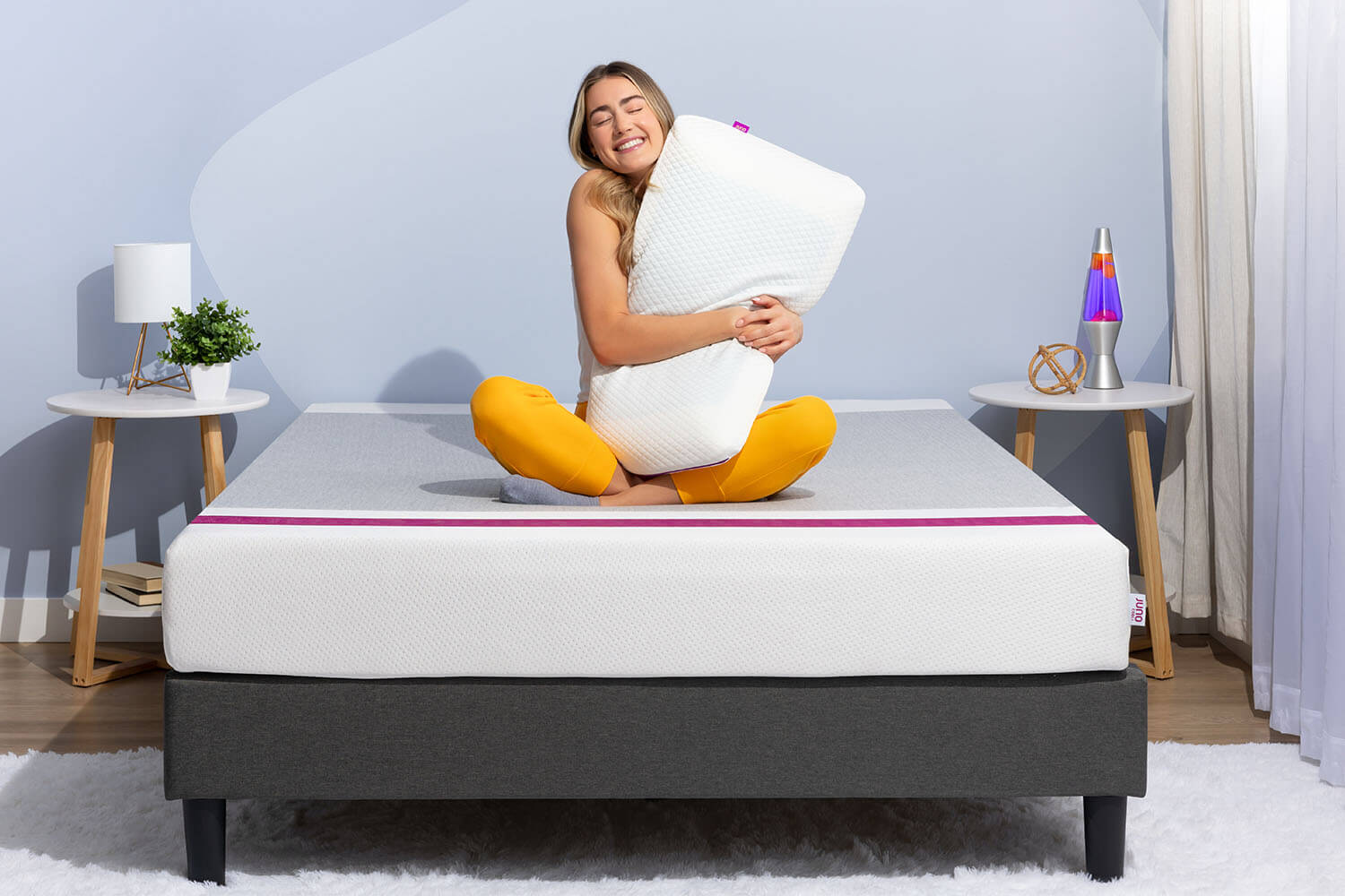 Woman hugging her Juno Cooling Gel Pillow