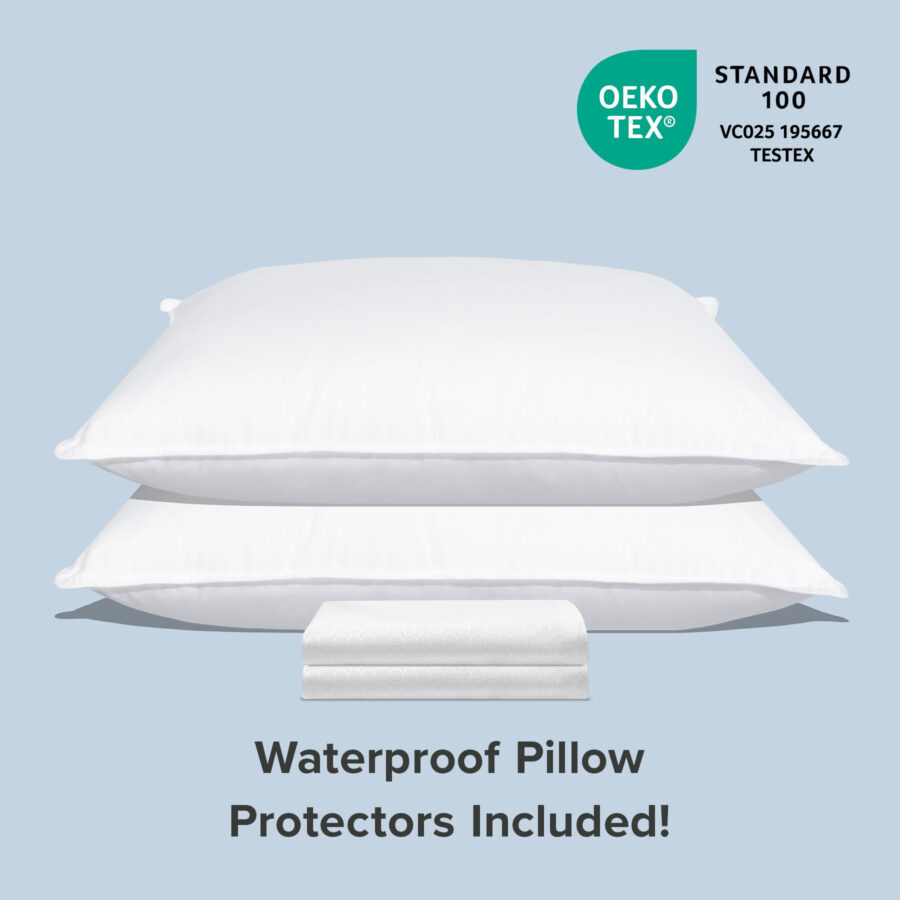 Juno Down Alternative Pillows with Waterproof Pillow Protectors Included