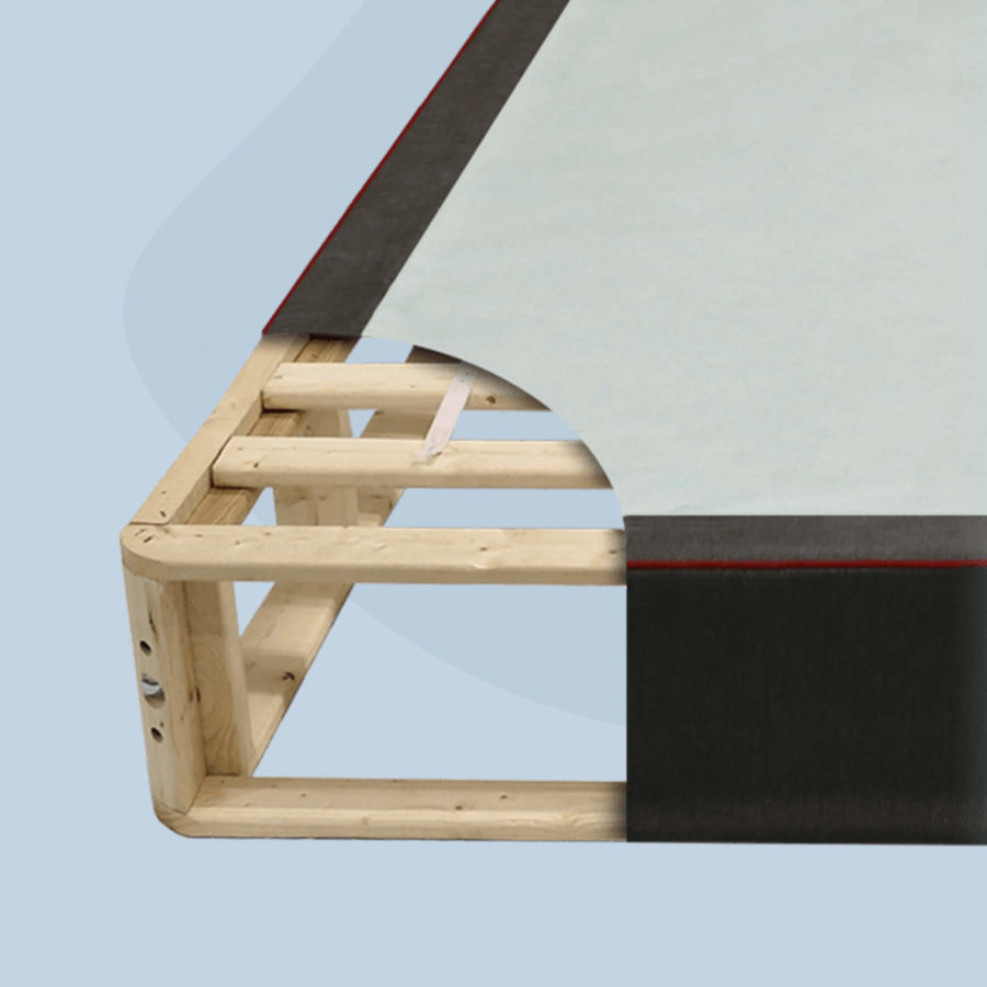 Cutout showing the Juno Foundation's solid wood construction