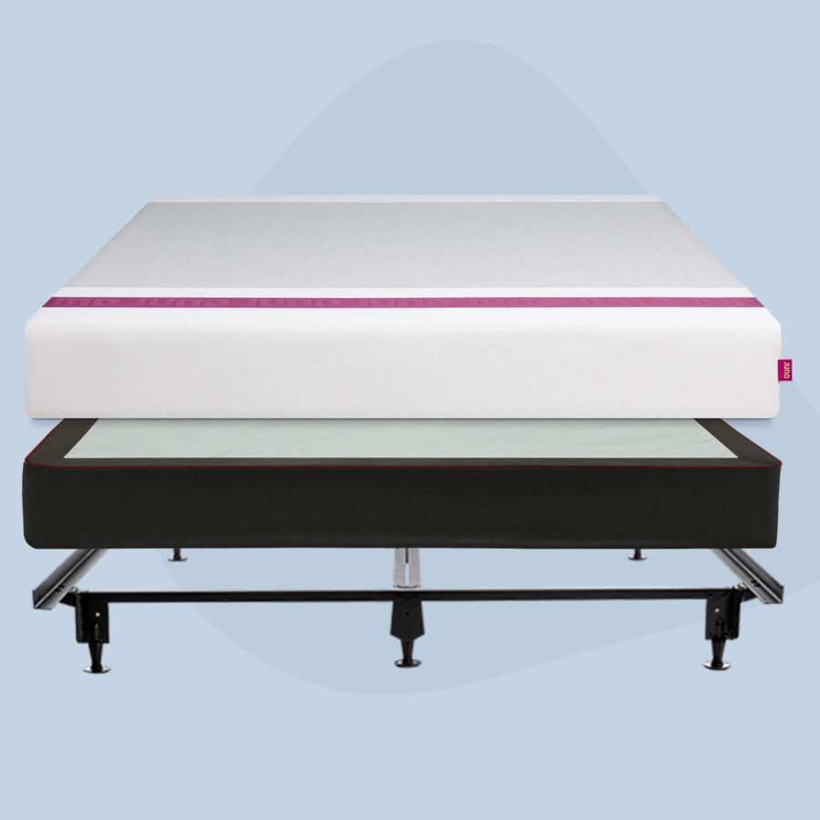 Juno mattress on a foundation with a metal bed frame