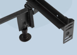 A close up of the headboard mounting bracket on the Juno metal bed frame.