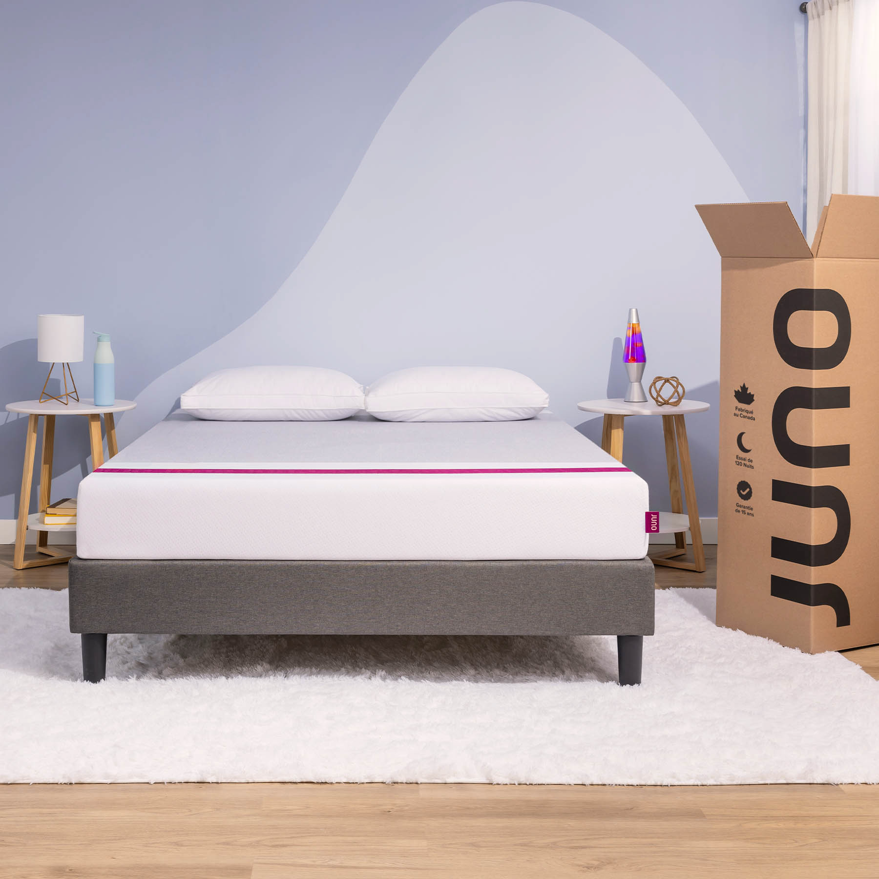 JB-Mattress-Carousel-1-FR Juno mattress in a bedroom