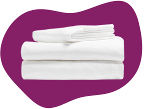 The sateen cotton sheet set that comes with the Juno comfort sleep bundle, including a fitted sheet, a top sheet, and pillowcase.