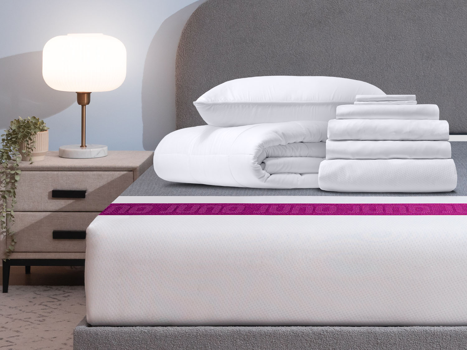 Comfort Sleep Bundle + Duvet on top of a Juno mattress