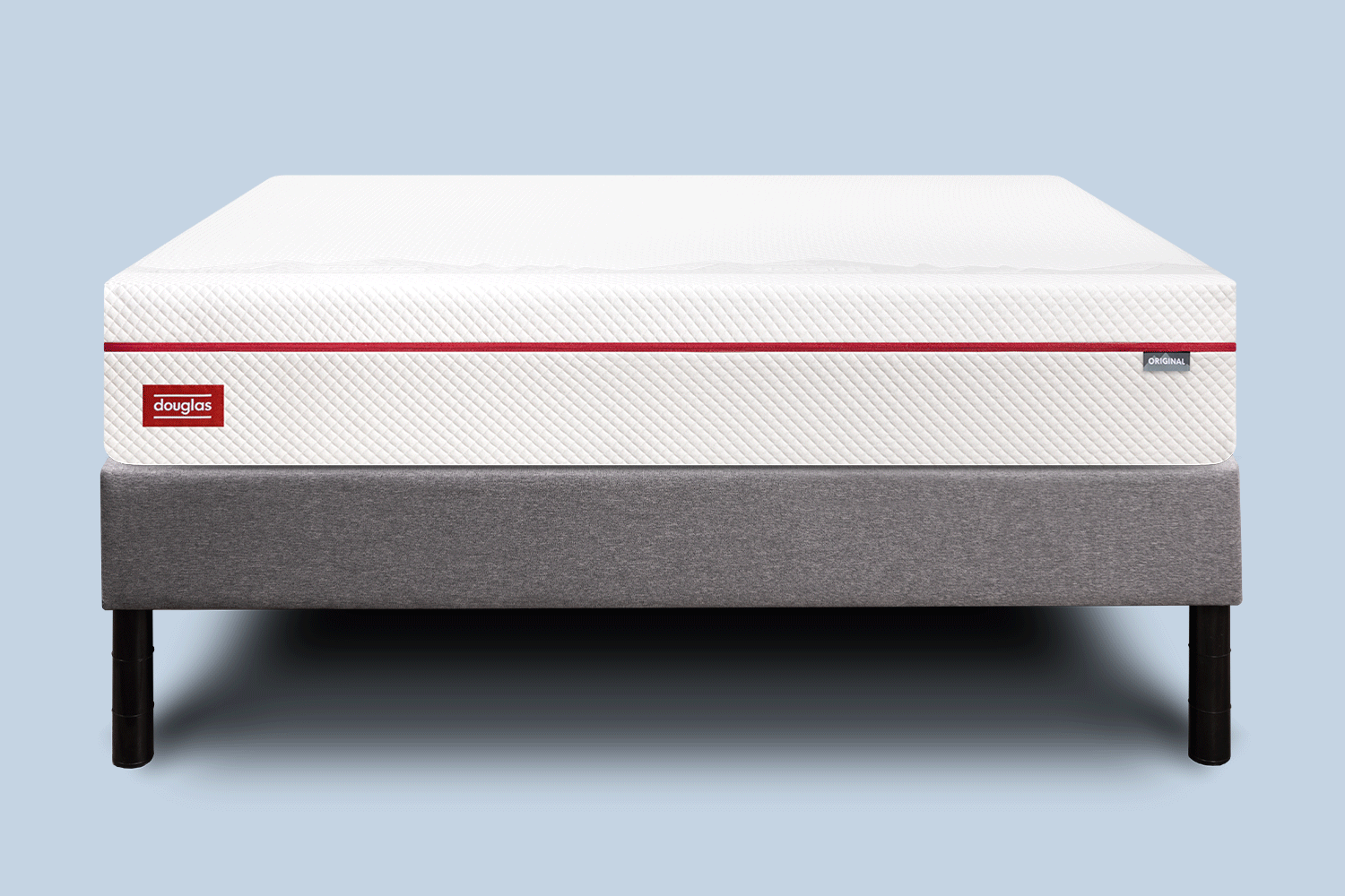 Platform Bed with different mattresses: Douglas cooling gel foam, Juno value foam, and Logan & Cove luxury hybrid