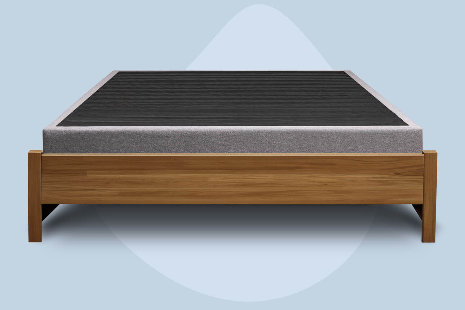 Platform Bed foundation in a decorative wood bed frame