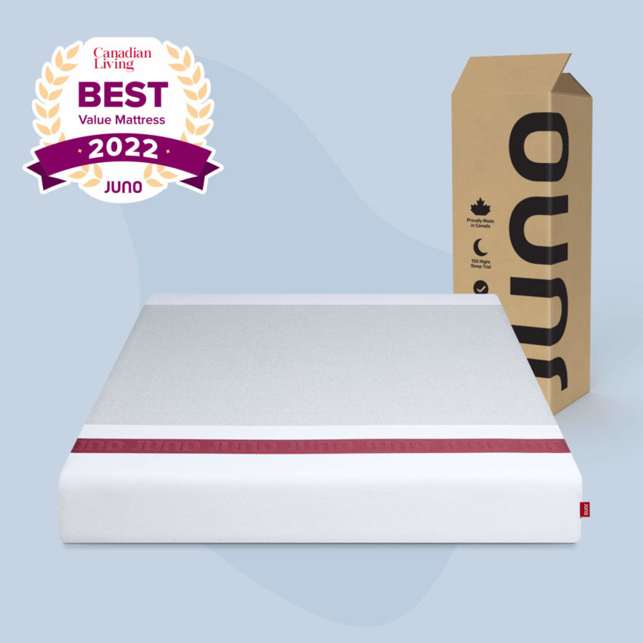Juno RV mattress and box, with Canadian Living Best Value Mattress award